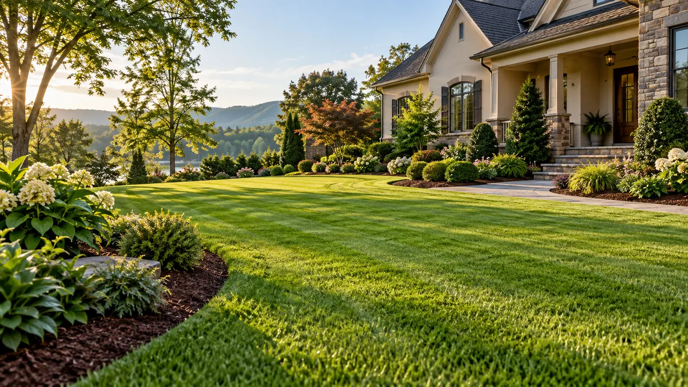 Carefully maintained lawn representing dependable, honest service